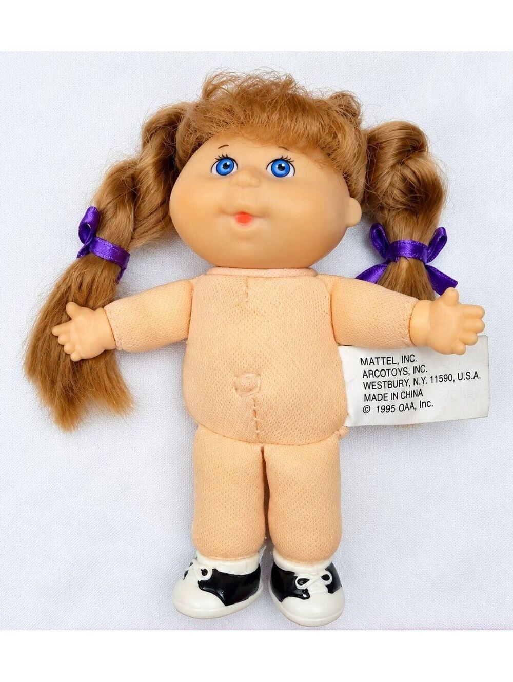 Vintage 1995 Cabbage Patch Kids Mini Doll Mattel Arcotoys 4.5" Brunette CPK